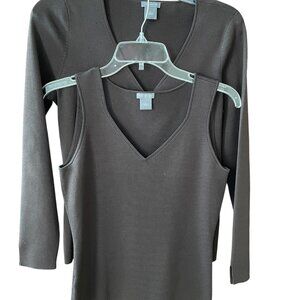 Ann Taylor Silk Cardigan and Tank Set in Chocolate Brown